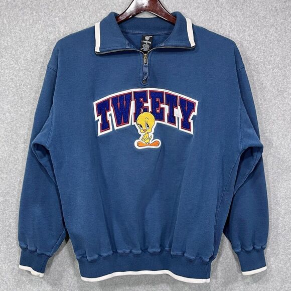 Vintage‎ Tweety Sweatshirt Women Medium Warner Bro Studio Store Quarter Zip READ - Picture 1 of 16